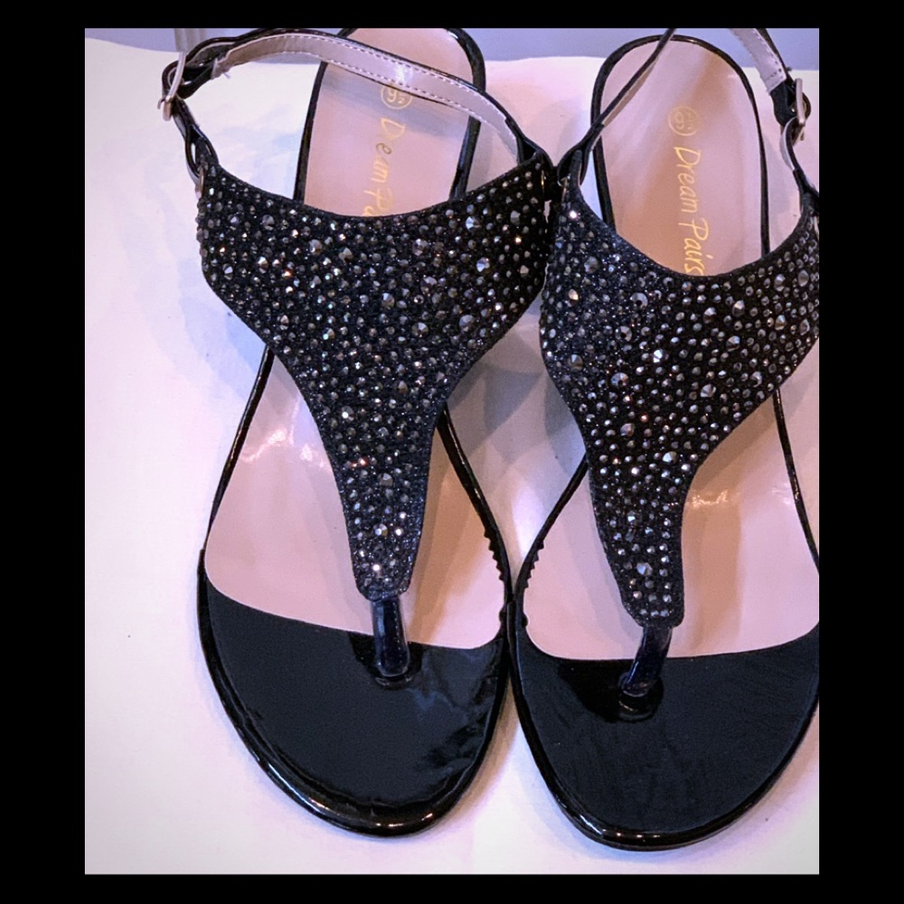Dressy thong wedge sandals